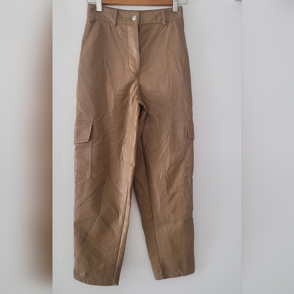 Aritzia Wilfred Cargo pants Soft Vegan leather camel - Picture 1 of 16